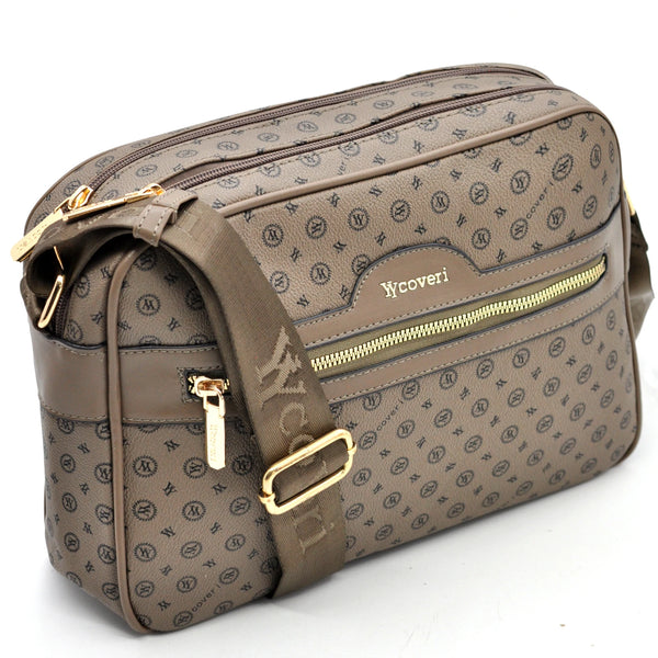 Borsa Firmata YYCOVERI multi tasche new nera Donna fantasia logo Zip Tracolla