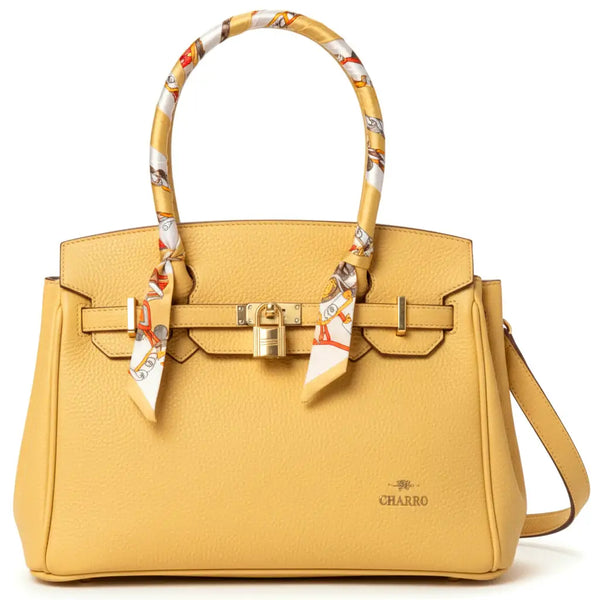 CHARRO - Borsa firmata a spalla Mano con Foulard e Lucchetto simil pelle martellata