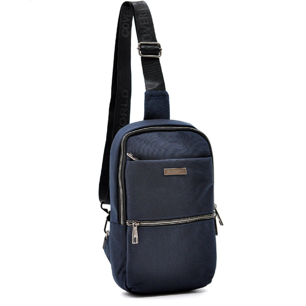 Marsupio COVERI WORLD Monospalla Uomo in Nylon Impermeabile Tracolla Regolabile e Tasche con Zip