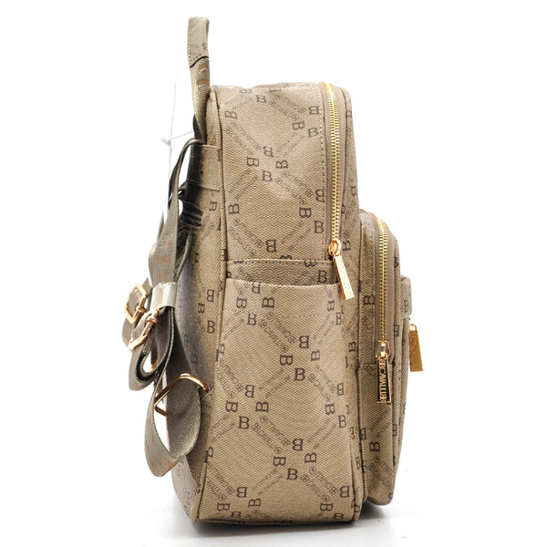 Zaino donna zainetto firmato B. Cavalli grande 4 tasche con zip capiente e comoda fantasia logo