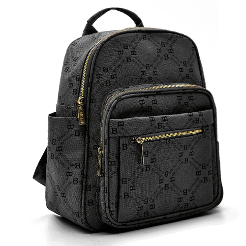 Zaino donna zainetto firmato B. Cavalli grande 4 tasche con zip capiente e comoda fantasia logo