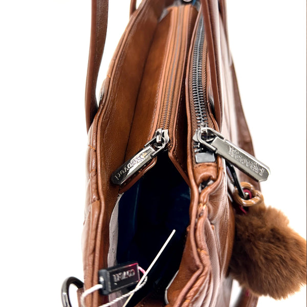 Borsa + OMAGGIO charms bauletto biker firmato YYCOVERI donna spalla a tracolla simil pelle trapuntata effetto lucido