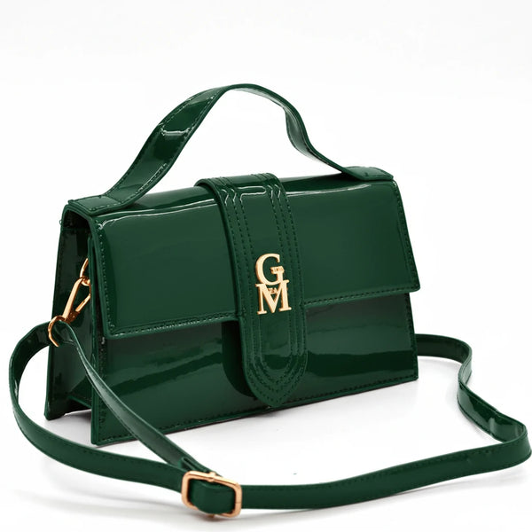 La Mattea - Borsetta firmata Gyoiamea simil pelle lucida vernice tracolla elegante casual
