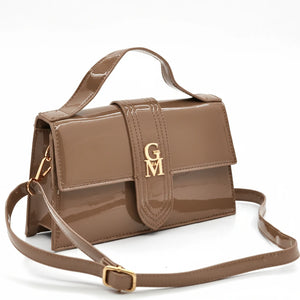 La Mattea - Borsetta firmata Gyoiamea simil pelle lucida vernice tracolla elegante casual