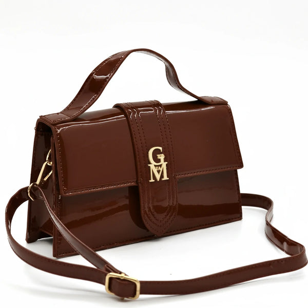 La Mattea - Borsetta firmata Gyoiamea simil pelle lucida vernice tracolla elegante casual