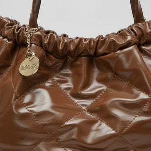 Borsa a 2in1 shopping sacco firmata COCONUDA donna spalla a tracolla simil pelle trapuntata riccio laccio