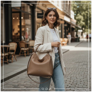 Borsa sacco a spalla firmata VALENT tracolla casual simil pelle venata monomanico