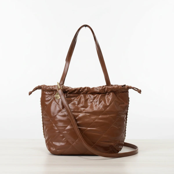 Borsa a 2in1 shopping sacco firmata COCONUDA donna spalla a tracolla simil pelle trapuntata riccio laccio