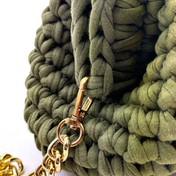 La Giusy - Borsa clutch bag firmata fatta a mano borsetta chiusura a molla uncinetto fettuccia