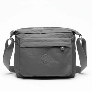 Borsa Tracolla Donna in Nylon Beige Multitasche. Impermeabile e Leggera con Cinghia Regolabile. Modello Postina Casual per Viaggio e Uso Quotidiano