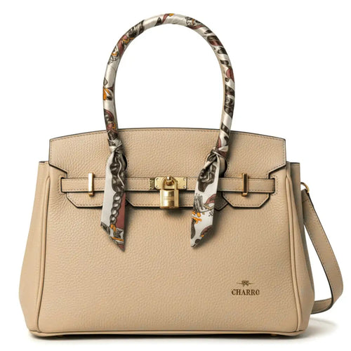 CHARRO - Borsa firmata a spalla Mano con Foulard e Lucchetto simil pelle martellata