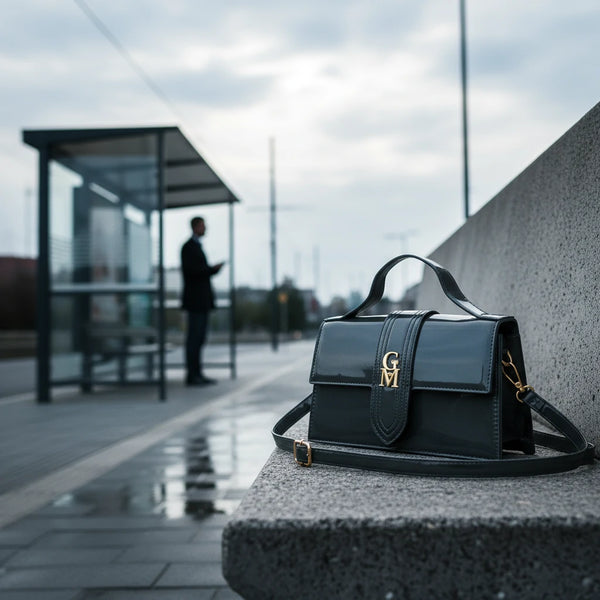 La Mattea - Borsetta firmata Gyoiamea simil pelle lucida vernice tracolla elegante casual