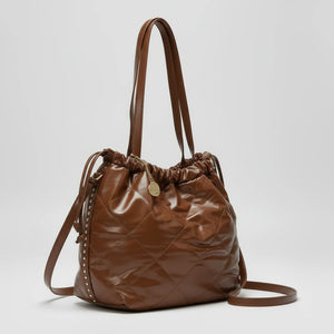 Borsa a 2in1 shopping sacco firmata COCONUDA donna spalla a tracolla simil pelle trapuntata riccio laccio