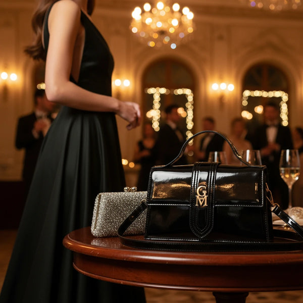 La Mattea - Borsetta firmata Gyoiamea simil pelle lucida vernice tracolla elegante casual