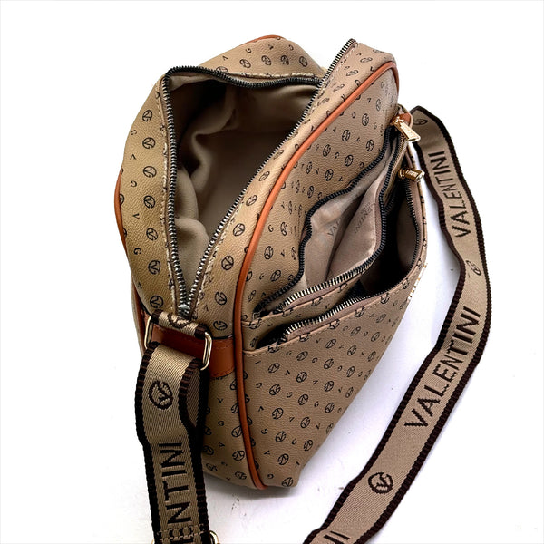 Borsa 4 cerniere firmata VALENTINI multitasche capiente donna tracolla fantasia logo grande