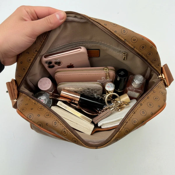 Borsa firmata GAMAYA zip cerniere logata tracolla donna logo zip tracolla fantasia multi tasche