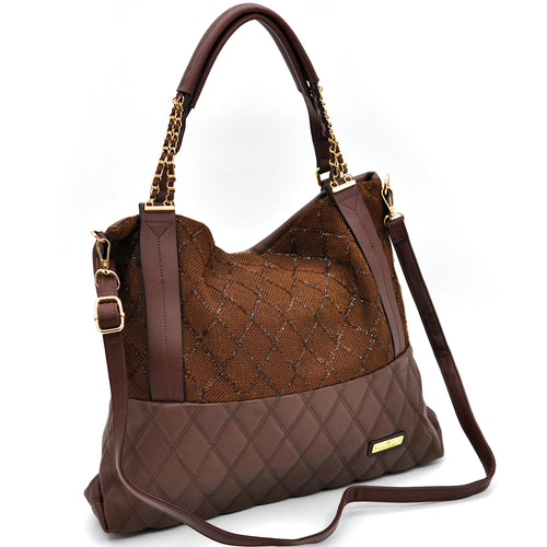 CHARRO - Borsa morbida a sacco hobo capiente unica tinta nuovo shopping manici a catena trapuntata