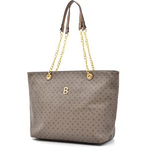 Borsa a spalla shopping manici a catena tasche Briciole Firenze grande donna fantasia beige