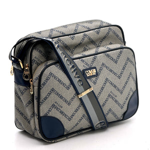 Borsa tracolla firmata COVERI ACTIVE in simil pelle pregiata tasche con cerniera fantasia logata originale toppe