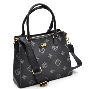 Borsa tote shopping firmata COVERI WORLD a tracolla elegante casual simil pelle logo fantasia