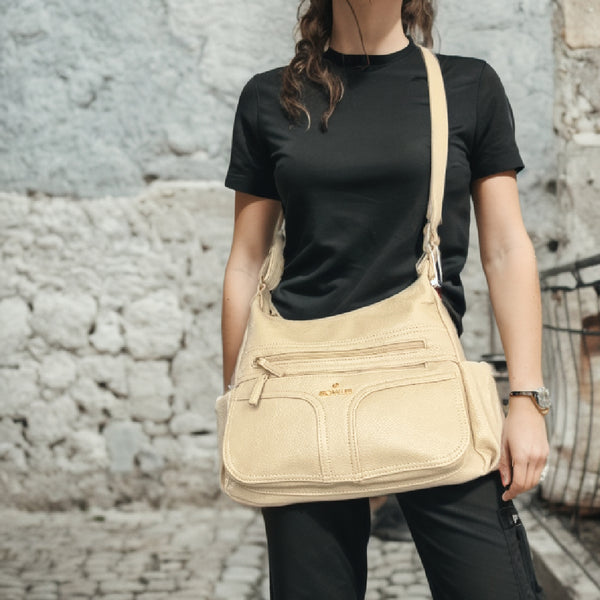 Borsa firmata B.Cavalli 2025 multi tasche donna logo zip tracolla unica tinta nuova