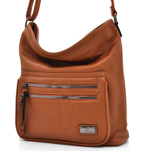 Baci & Abracci - Borsa firmata a tracolla capiente morbida simil pelle morbida venata multi tasche