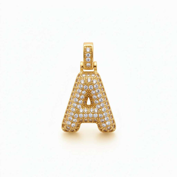 Solo Ciondolo Lettera Iniziale "Balloon" con Pavé di Zirconi – Alfabeto Completo