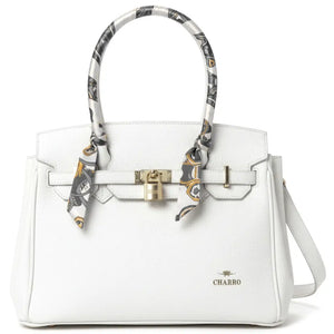 CHARRO - Borsa firmata a spalla Mano con Foulard e Lucchetto simil pelle martellata