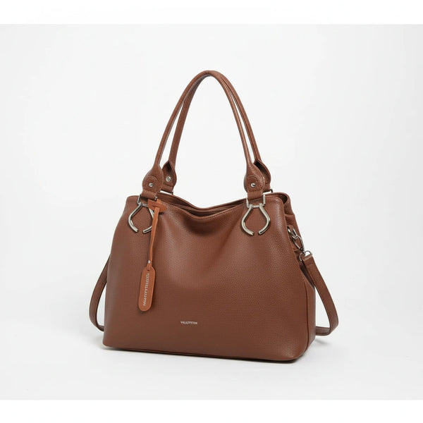 Borsa shopping firmata Valentini a spalla bauletto tracolla casual simil pelle venata multi tasche