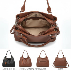 Borsa shopping firmata Valentini a spalla bauletto tracolla casual simil pelle venata multi tasche