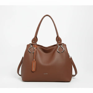 Borsa shopping firmata Valentini a spalla bauletto tracolla casual simil pelle venata multi tasche