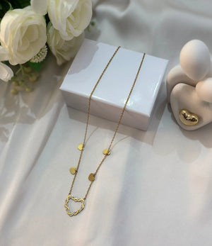 Girocollo Donna con Grande Cuore Brillante e Charms - Acciaio Inox