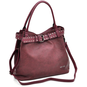 Borsa a sacco shopping firmato SWEET YEARS donna spalla a tracolla simil pelle shopping borchie cintura