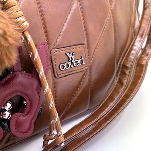 Borsa + OMAGGIO charms bauletto biker firmato YYCOVERI donna spalla a tracolla simil pelle trapuntata effetto lucido