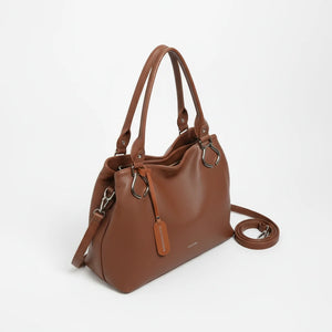 Borsa shopping firmata Valentini a spalla bauletto tracolla casual simil pelle venata multi tasche