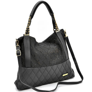 CHARRO - Borsa morbida a sacco hobo capiente unica tinta nuovo shopping manici a catena trapuntata