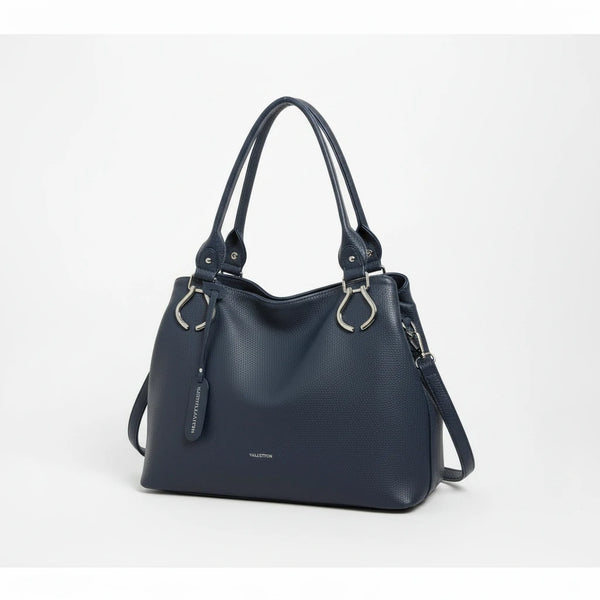 Borsa shopping firmata Valentini a spalla bauletto tracolla casual simil pelle venata multi tasche