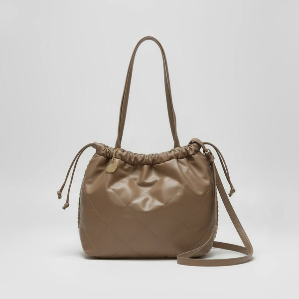 Borsa a 2in1 shopping sacco firmata COCONUDA donna spalla a tracolla simil pelle trapuntata riccio laccio