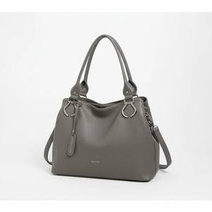 Borsa shopping firmata Valentini a spalla bauletto tracolla casual simil pelle venata multi tasche