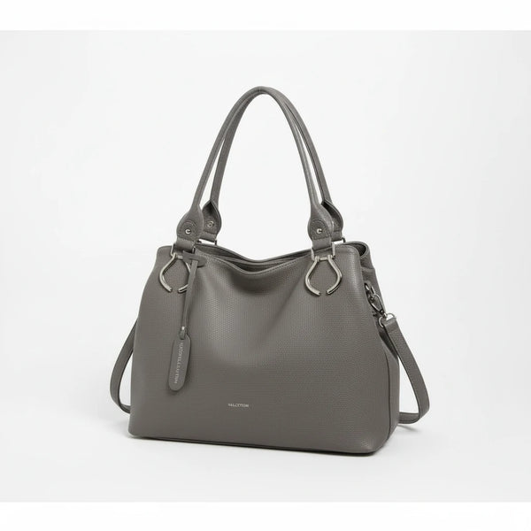 Borsa shopping firmata Valentini a spalla bauletto tracolla casual simil pelle venata multi tasche