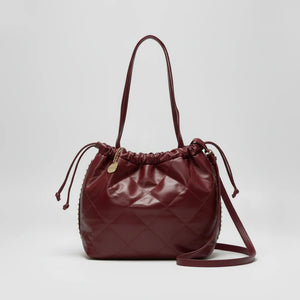 Borsa a 2in1 shopping sacco firmata COCONUDA donna spalla a tracolla simil pelle trapuntata riccio laccio