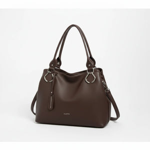 Borsa shopping firmata Valentini a spalla bauletto tracolla casual simil pelle venata multi tasche