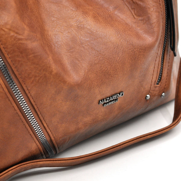 Borsa a sacco firmato da Nazareno Gabrielli Colletion donna spalla a tracolla simil pelle zip frontali