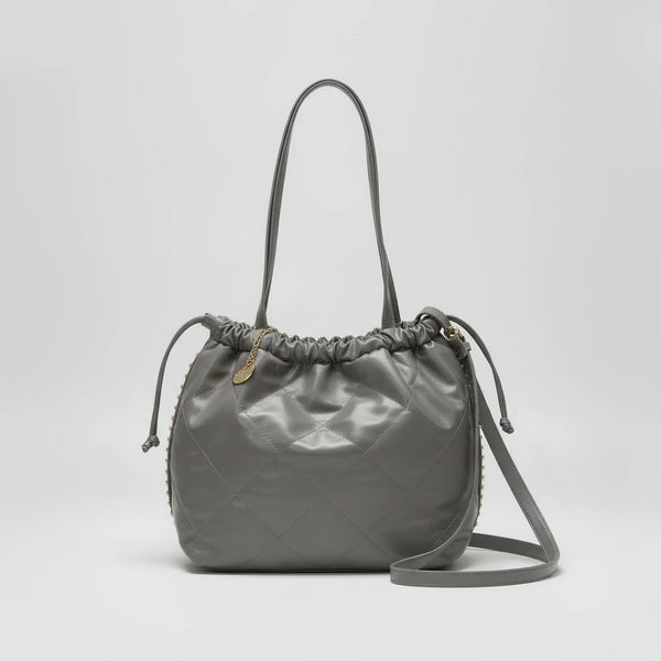 Borsa a 2in1 shopping sacco firmata COCONUDA donna spalla a tracolla simil pelle trapuntata riccio laccio