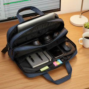 Borsa Porta PC 15.6 Pollici in Tessuto Cartella Lavoro Uomo con Tracolla Antiscivolo Messenger Ufficio, Università e Viaggio - Porta Laptop Impermeabile e Robusta