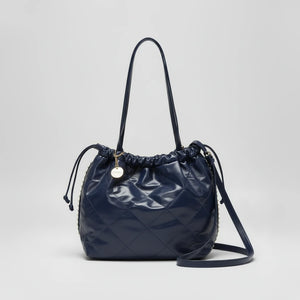 Borsa a 2in1 shopping sacco firmata COCONUDA donna spalla a tracolla simil pelle trapuntata riccio laccio