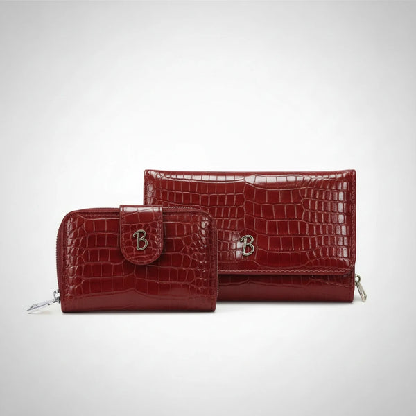 Set regalo Briciole - portafoglio + portamonete / porta carte donna novità simil pelle lucida pitonata squamata