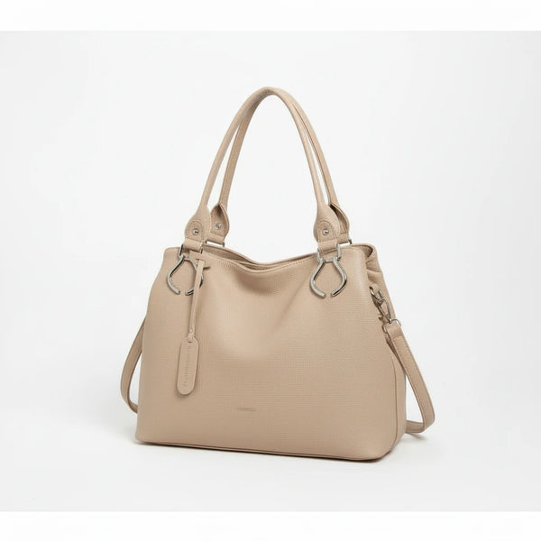 Borsa shopping firmata Valentini a spalla bauletto tracolla casual simil pelle venata multi tasche