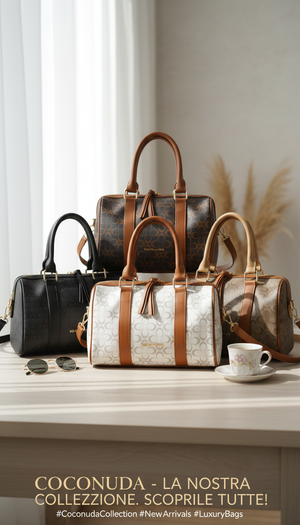 Borsa bauletto firmata COCONUDA a tracolla elegante casual simil pelle logo fantasia