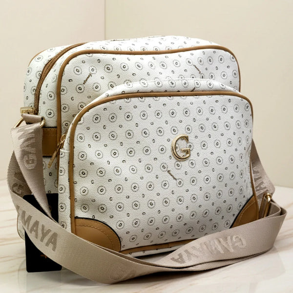 Borsa firmata GAMAYA zip cerniere logata tracolla donna logo zip tracolla fantasia multi tasche